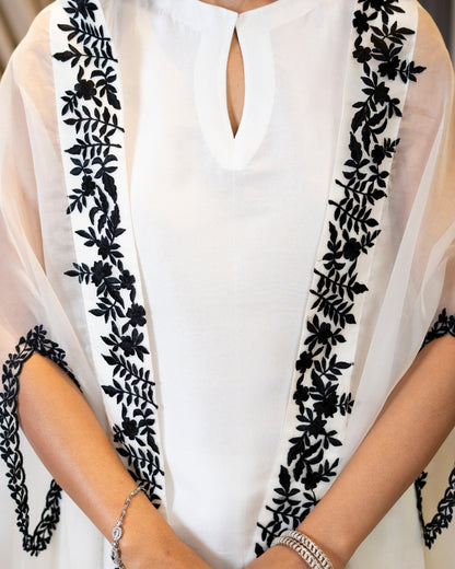 “Ethereal Elegance – White & Black Organza & Silk Ensemble” - (RTS)