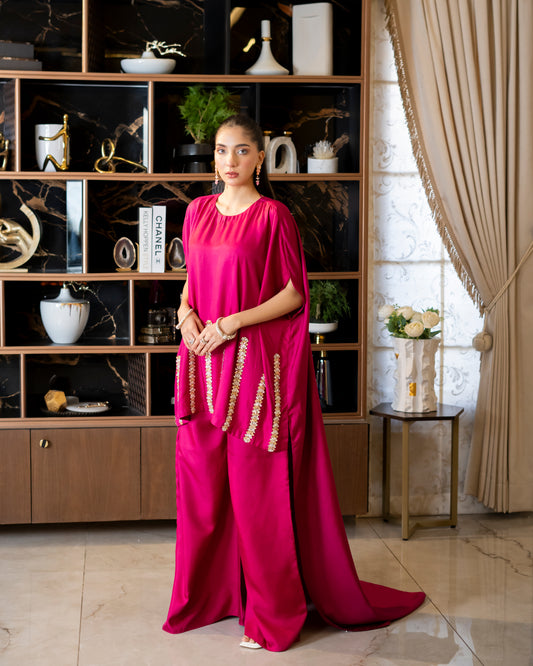 “Magenta Majesty – Silk Cape Ensemble”