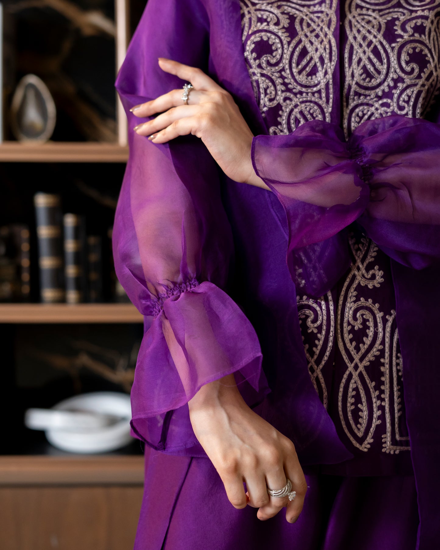 “Amethyst Grace – Pure Raw Silk Jacket & Shalwar Ensemble”