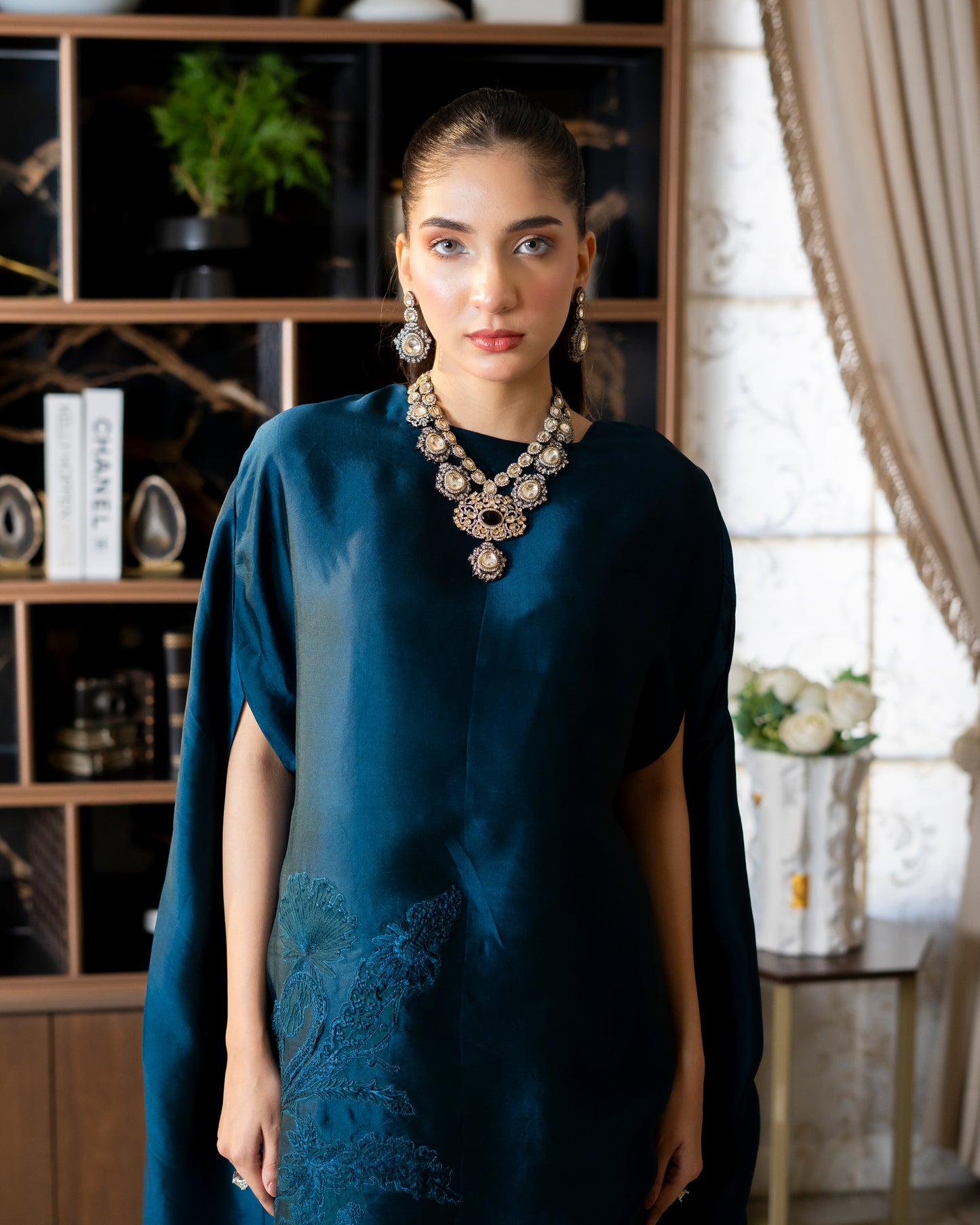 “Teal Majesty – Silk Cape Ensemble”