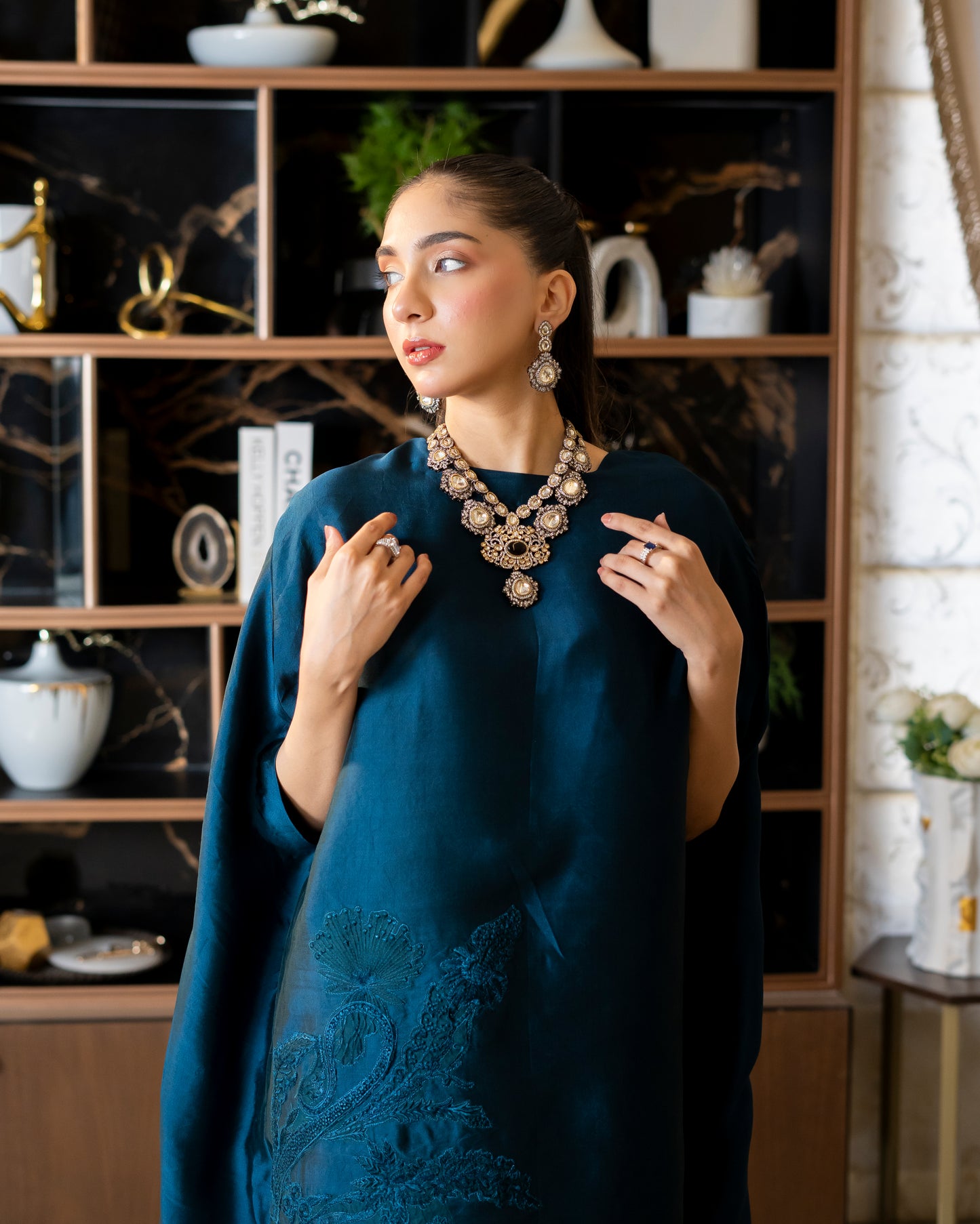 “Teal Majesty – Silk Cape Ensemble”