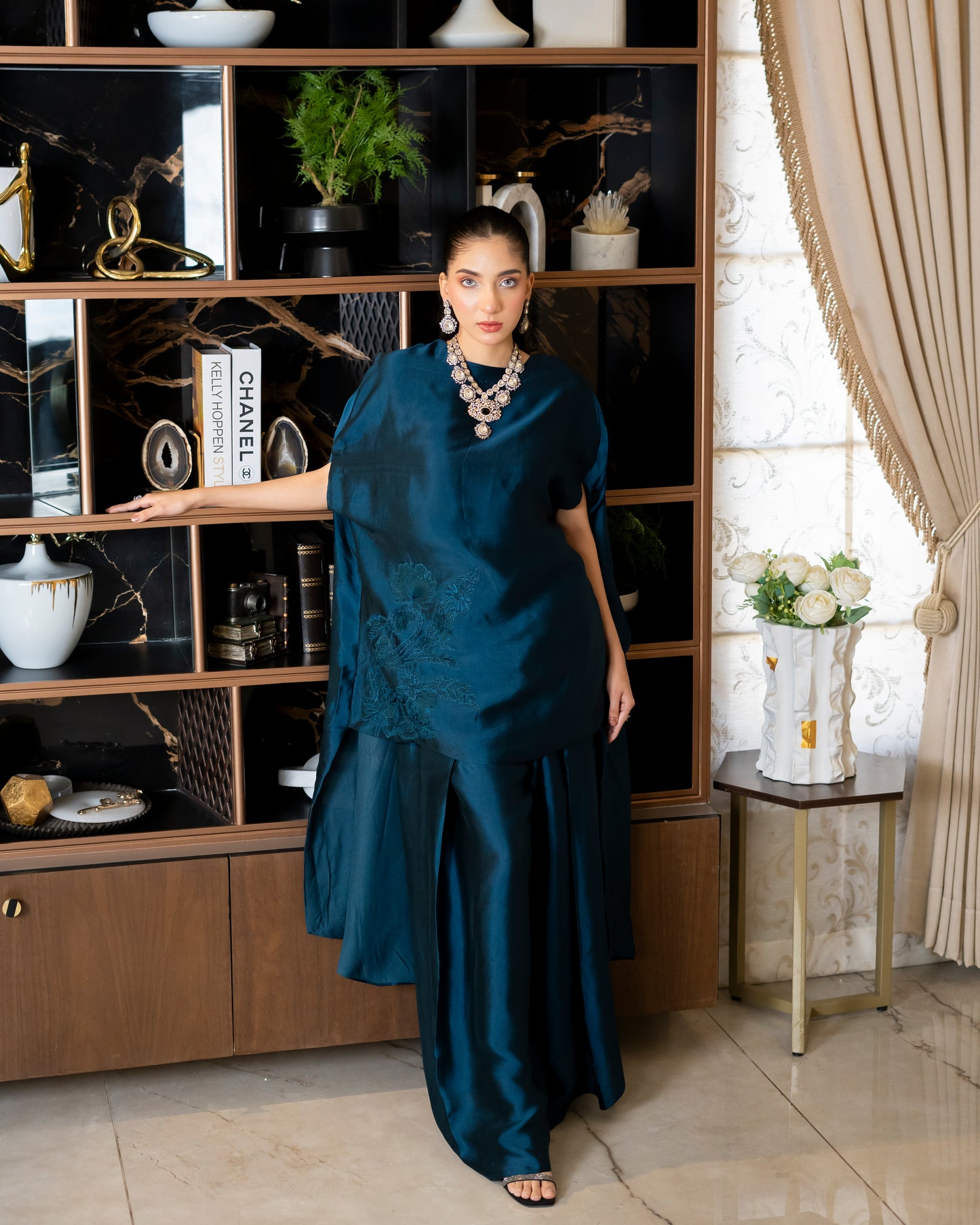 “Teal Majesty – Silk Cape Ensemble”