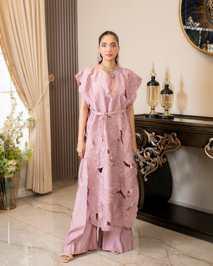 “Tea Rose – Pure Silk Cutwork Ensemble”
