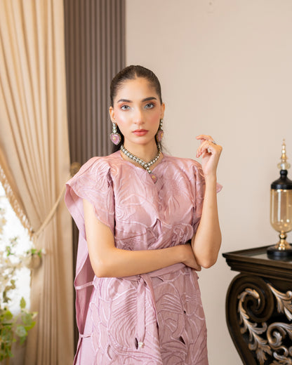 “Tea Rose – Pure Silk Cutwork Ensemble”