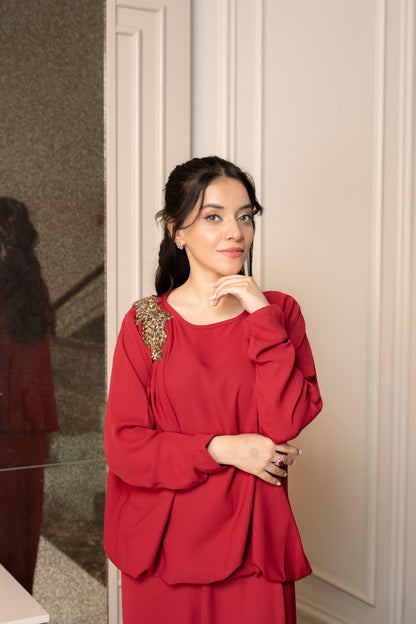 Scarlet Elegance Georgette Set - (RTS)