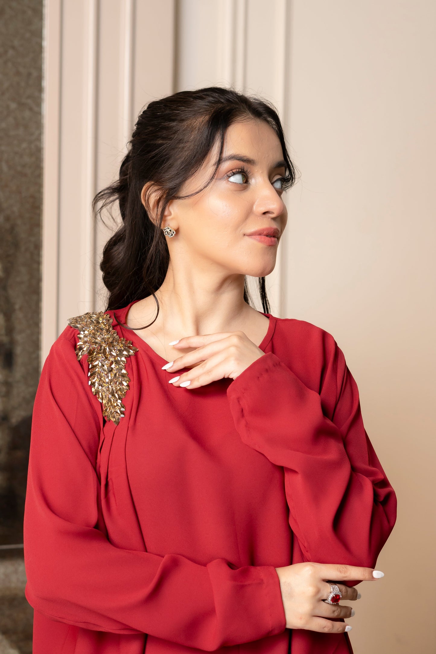 Scarlet Elegance Georgette Set - (RTS)