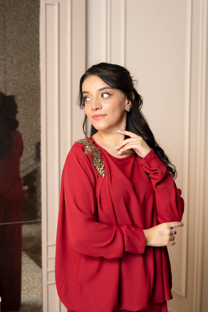 Scarlet Elegance Georgette Set