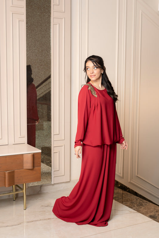 Scarlet Elegance Georgette Set