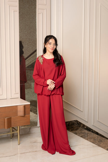 Scarlet Elegance Georgette Set