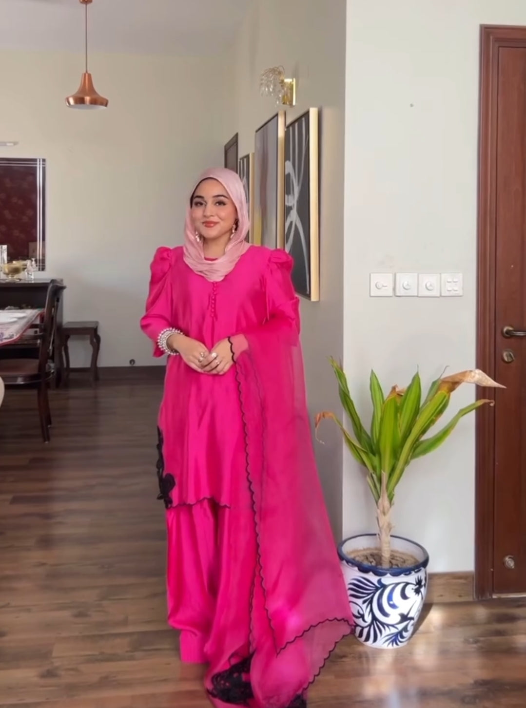 “Emerald Enchant – Silk & Organza Embroidered Ensemble”